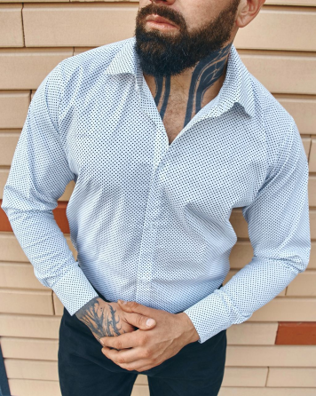 Сорочка чоловіча класична Білий горох S Харків