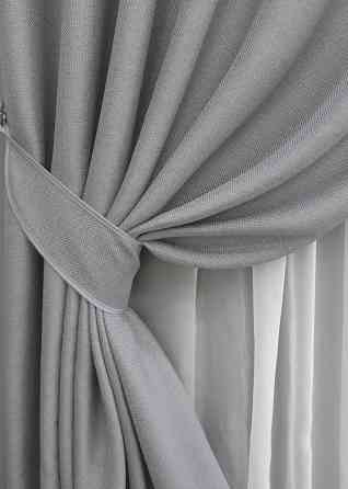 Комплект готовых штор VR-Textil Лен-блэкаут № 1397ш Серый 100х290см 2 шт (31-0084) Киев