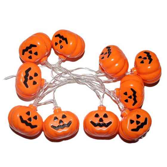 Гирлянда Хэллоуин Тыквами 150 см 10 led 40 на 35 мм оранжево-черный Киев