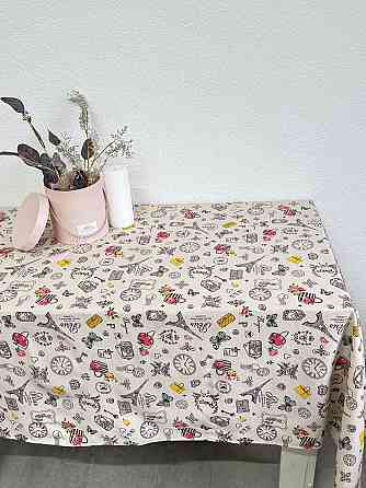 Ecotton Скатертина Ecotton 150х200 см бавовняна з рогожки бежева Мадам Париж Киев