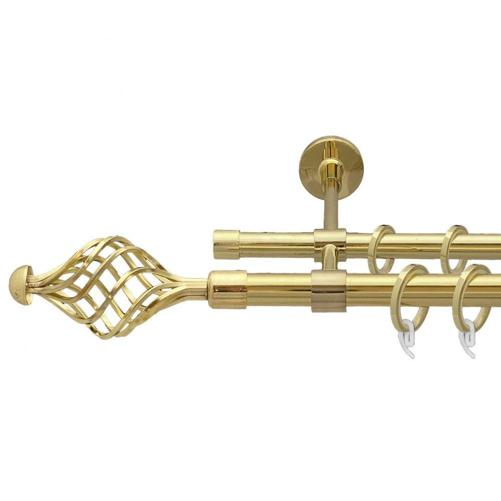 Карниз Orvit Арезо металевий дворядний закритий гладка труба кільце фасонне металеве  Золото 19\16 мм 240 см (00-00009300) Львів - фото 1