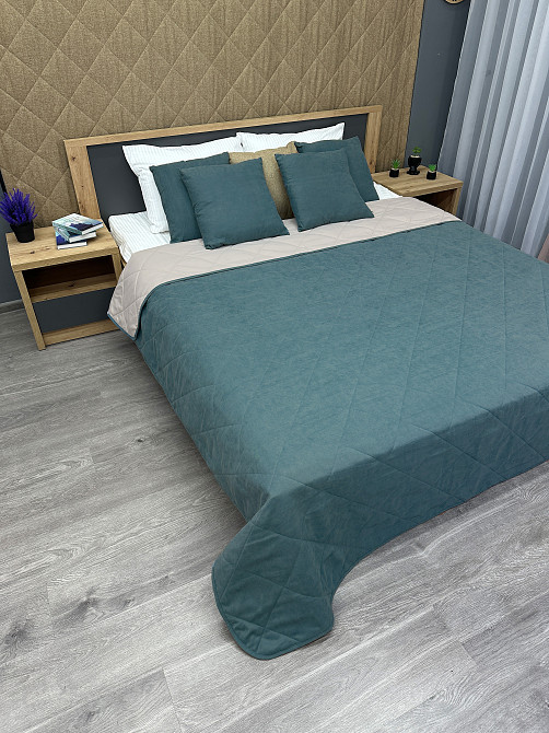 Покрывало стеганое Decorator Sparta Diamond ромб 240х260 см серо-голубой (85-063) Киев - изображение 7