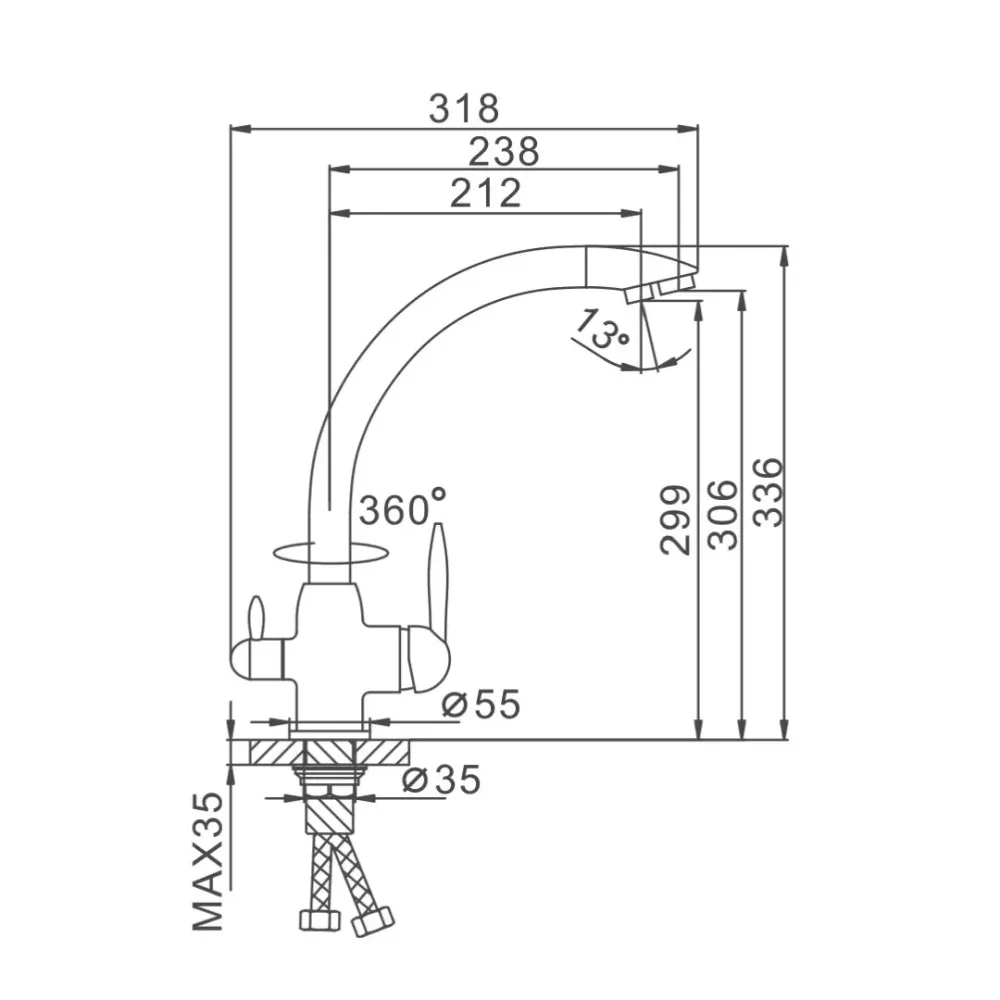 Змішувач для кухні з підключенням до фільтру Frap F4399-7, чорний Київ - фото 8