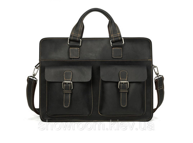Мужская кожаная сумка портфель Wild Leather (262) черная Киев - изображение 2
