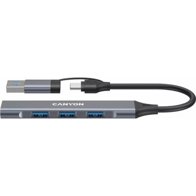 Концентратор Canyon hub DS-02 4in1 USB-A/C Grey (CNS-TDS02G) Винница - изображение 1