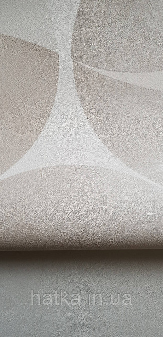 Шпалери вінілові на флізеліні гарячого тиснення Sintra Atmosphere метрові геометрія кола золотисті беж 512401 Київ - фото 3