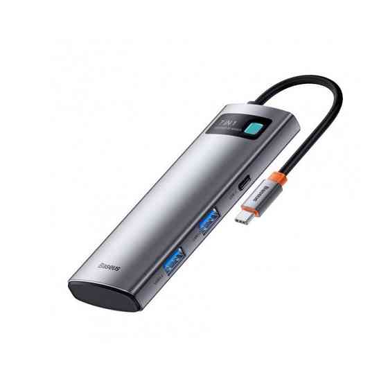 USB-хаб Baseus Metal Gleam Series 7-in-1 Multifunctional Type-C HUB Docking Station Gray（Type-C to Киев