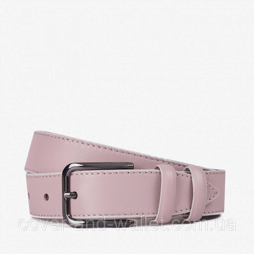 Красивий пудровий жіночий ремінь із натуральної шкіри 35мм PS Leather Київ - фото 2