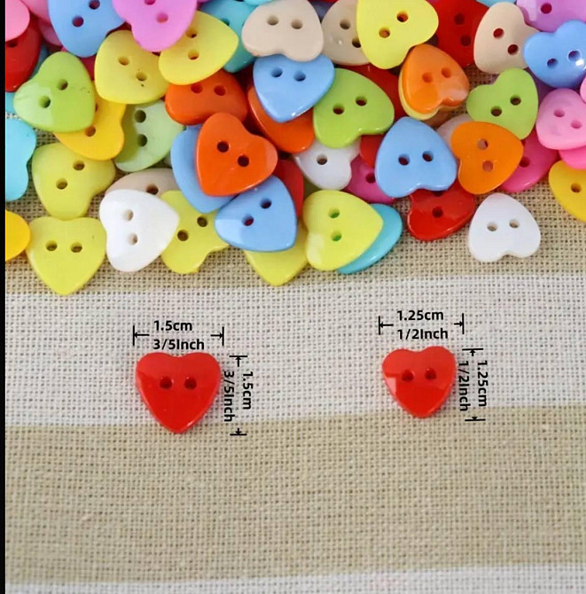 Декоративні ґудзики Сердечка, набір 50 шт Київ - фото 3