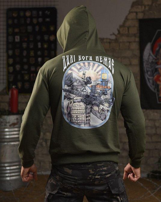 Худи maklin   Далі Бога Немає  олива НП4879 Одеса - фото 3