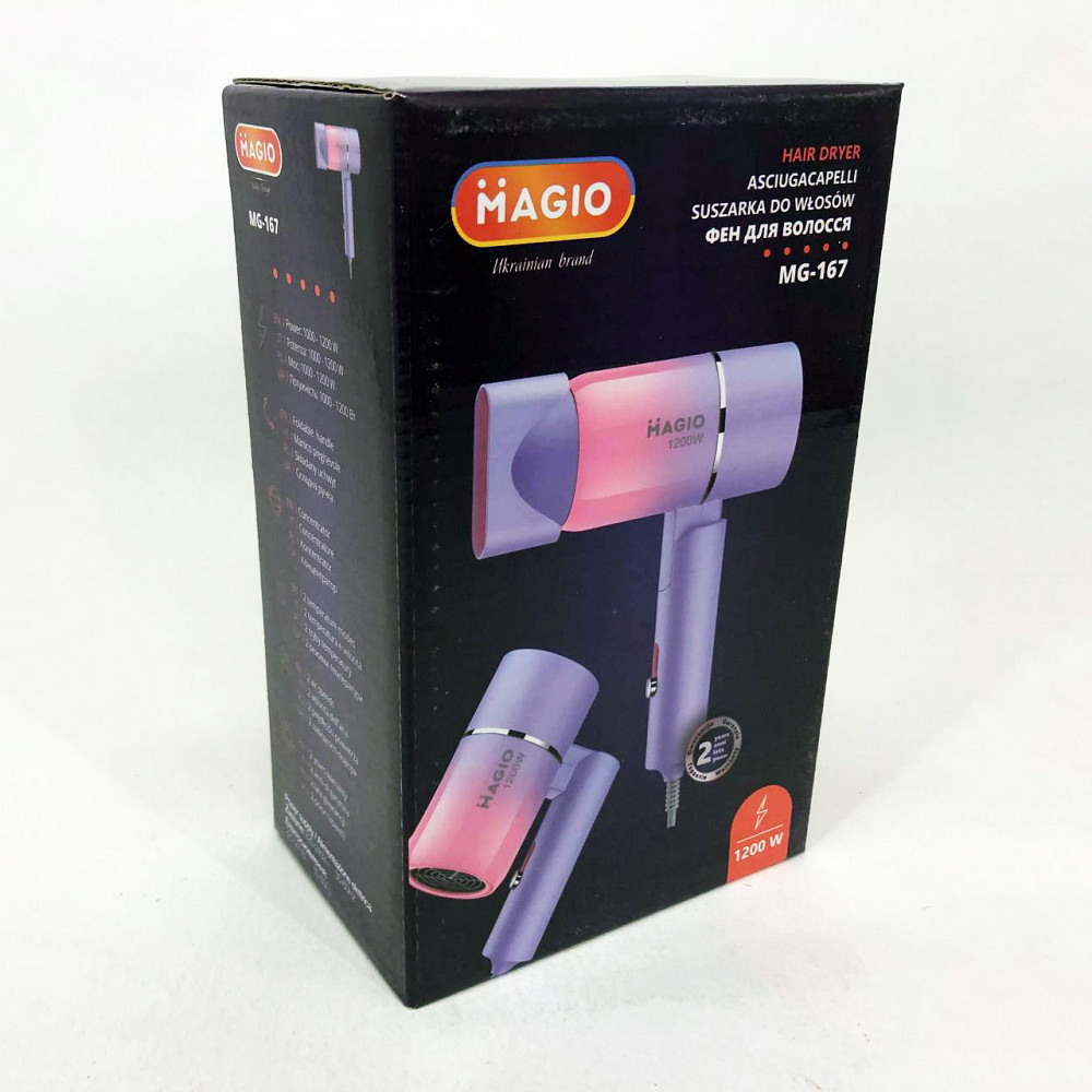 Фен для волосся з режимами MAGIO MG-167, Фен для легкої укладки волосся, Електрофен з насадками XB-24 Львів - фото 12