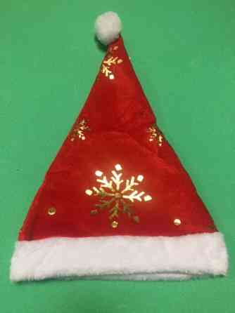 Новогодняя шапка со снежинками с мехом для детей и взрослых - размер окружности около 56 см, текстиль Киев