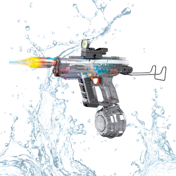 Электрический водный пистолет UZI, аккумуляторный бластер с подсветкой, звуковыми эффектами и прицелом, серый Каменец-Подольский