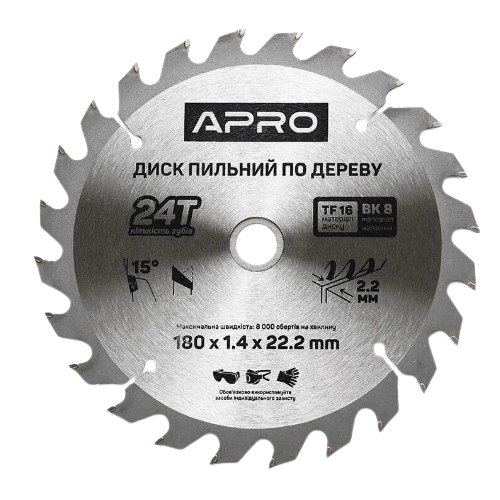 Диск пиляльний по дереву d180мм*22,23мм 24T APRO Житомир