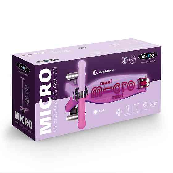 Самокат Micro серії Maxi Deluxe Glow LED – Сяйнисто-пурпуровий Днепр