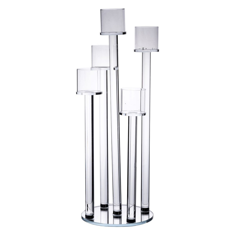 Yiwu Підсвічник скляний на 5 свічок 20×56.5 см підсвічник декоративний прозорий на ніжці HP-4-1 Коломия - фото 1