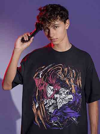 Футболка для мальчика аниме Руроуни Кенсхин Самураи Химура оверсайз (рост от 165 до 180 ) Черний AnimeJ1210m Днепр