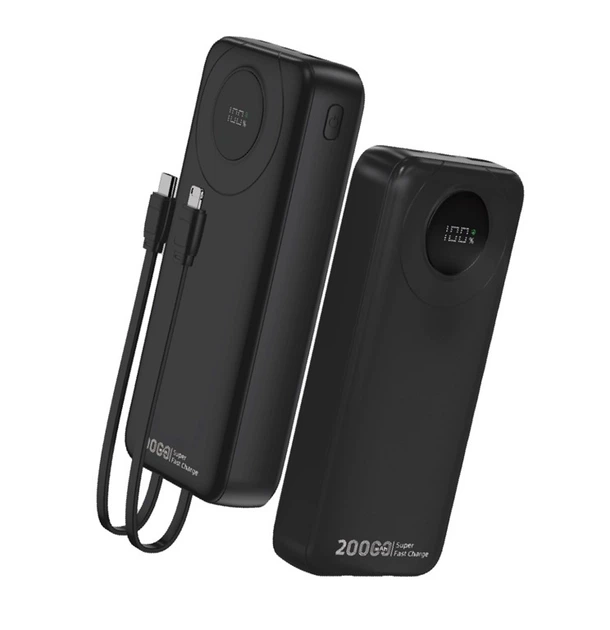 Павербанк 20000 mAh WUW Y202 PD 22.5W швидка зарядка цифровий дисплей вбудований кабель power bank повербанк Одеса - фото 2