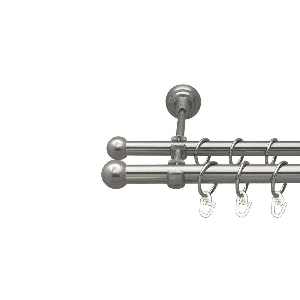 Карниз Orvit Куля Болонь металевий дворядний відкритий гладка труба кільце металеве Нержавіюча Сталь 19\16 мм 300 см (00-00016017) Львів - фото 1