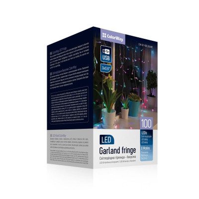Гирлянда ColorWay Бахрома 3 м x 0.6 м 100 Led IP20 цветная USB (CW-GF-100L36UMC) Винница - изображение 1