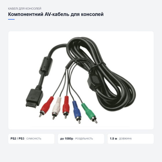 Компонентний кабель для Sony PlayStation Київ