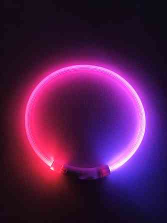 Светящийся ошейник для собак или котов с USB зарядкой имеет три режима свечения М 50 см розовый Киев