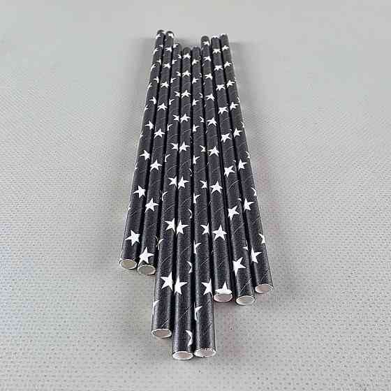 Соломка трубочка паперова Ø 5 мм 20 см "Зірка" чорна 25 шт (1 пачка) Харків