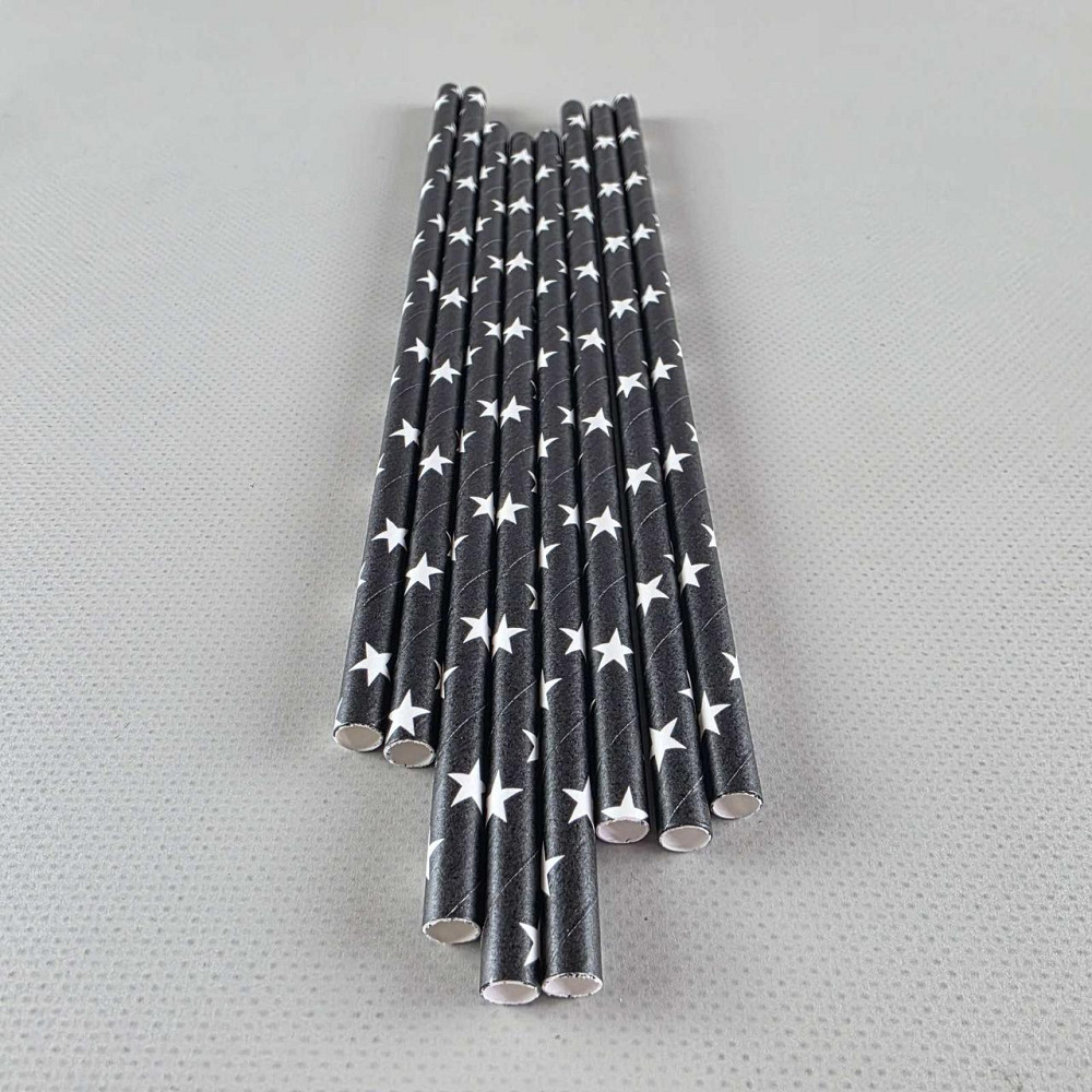 Соломка трубочка паперова Ø 5 мм 20 см "Зірка" чорна 25 шт (1 пачка) Харків - фото 1