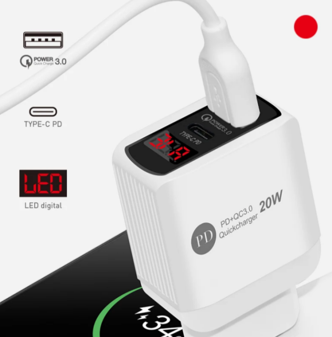 СЗУ Сетевое зарядное устройство PD PKG034, 2*USB, QC3.0, 25W, LED Днепр - изображение 2