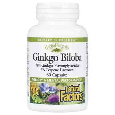 Витаминно-минеральный комплекс Natural Factors Гинкго Билоба, Ginkgo Biloba, 60 капсул (NFS-04532) Винница
