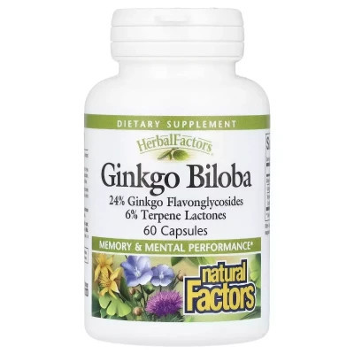 Витаминно-минеральный комплекс Natural Factors Гинкго Билоба, Ginkgo Biloba, 60 капсул (NFS-04532) Винница - изображение 1