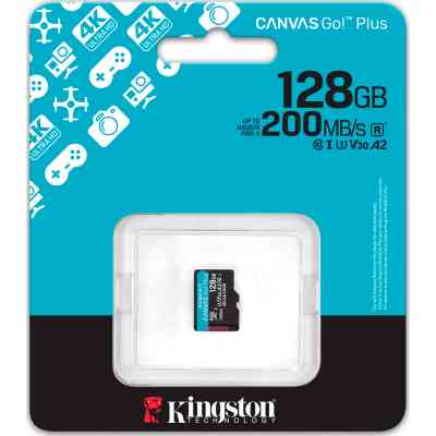 Карта памяти Kingston 128GB microSDXC сlass 10 UHS-I U3 V30 A2 Canvas Go Plus G4 (SDCG4/128GBSP) Винница