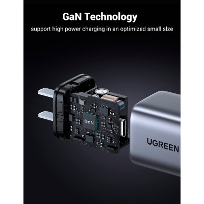 Зарядний пристрій Ugreen 1xUSB 30W Gan Type-C PD Nexode Mini Grey CD319 (90666) Вінниця - фото 3