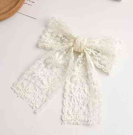 Заколка бантик з мережива для волосся, біла, 1 шт Київ