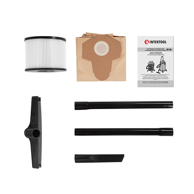 Пилосос будівельний INTERTOOL DT-1030, 1,4 кВт, >17 кПа, бак 30 л, розетка, HEPA фільтр, шланг 3 м - з насадками Львів - фото 9