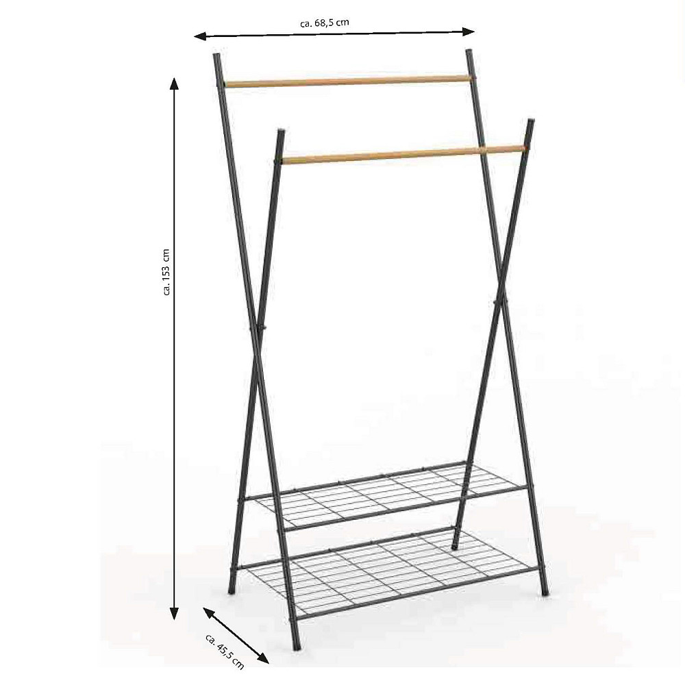 Стойка для одежды Casa Si Garment Rack Bamboo Black (CS92309W04) Киев - изображение 5