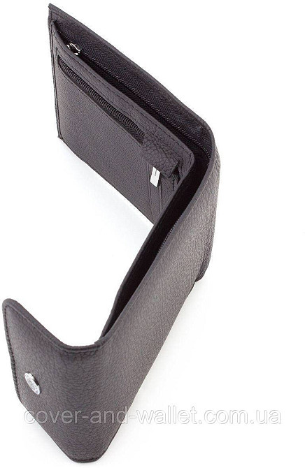 Стильний чоловічий шкіряний гаманець чорного кольору Hassion Київ - фото 8