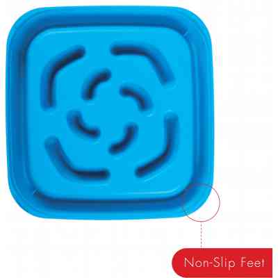 Посуд для собак Dexas Миска Slow Maze Feeder квадратна для повільного годування 960 мл блакитна (0084297309756) Вінниця