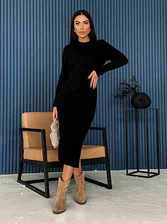 Женское романтическое вязаное платье в длине меди двойная вязка акрил+шерсть Одесса