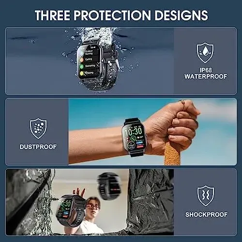 Смарт-годинник Ddidbi P66: 1.85" HD-дисплей, Bluetooth-дзвінки, крокомір та моніторинг здоров’я (Стильний чорний дизайн) Київ
