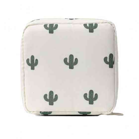 Органайзер косметичка для гигиенических салфеток и прокладок дорожняя раскладывается на молнии Кактус Вінниця