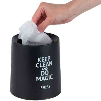 Кошик для паперів Axent Настільний контейнер для сміття, круглий, чорний (2131-01-A) Вінниця