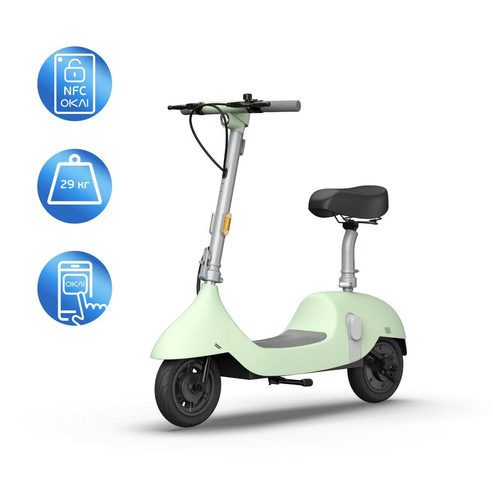 Электросамокат с сиденьем OKAI Ceetle PRO EA10C Mint Green 10', 350W, 25Km/h, 10,4Ah, 55Km, 20%,NFC, App, Одесса - изображение 1