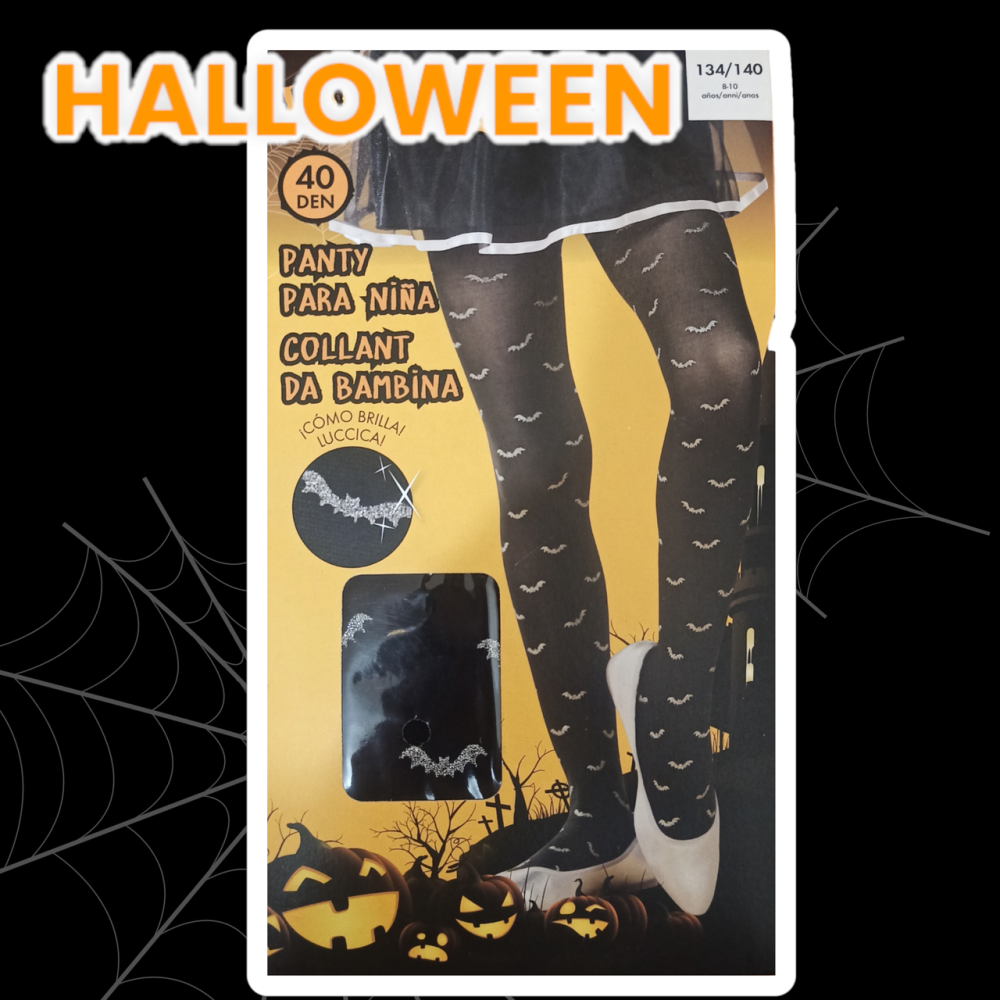 Детские колготы Летучие мыши с блестками для Хэллоуина 40 den 134-140 на 8-10 лет черный Киев - изображение 3