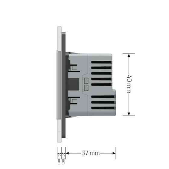 Електрична розетка з USB Type-C 18Вт для зарядки, з заземленням, LIVOLO, сіра, скляна рамка, 250В 16А (VL-C7CTF16A.UC18W-2IP) Коломыя