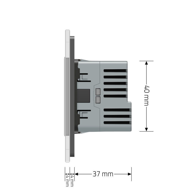 Електрична розетка з USB Type-C 18Вт для зарядки, з заземленням, LIVOLO, сіра, скляна рамка, 250В 16А (VL-C7CTF16A.UC18W-2IP) Коломыя - изображение 3