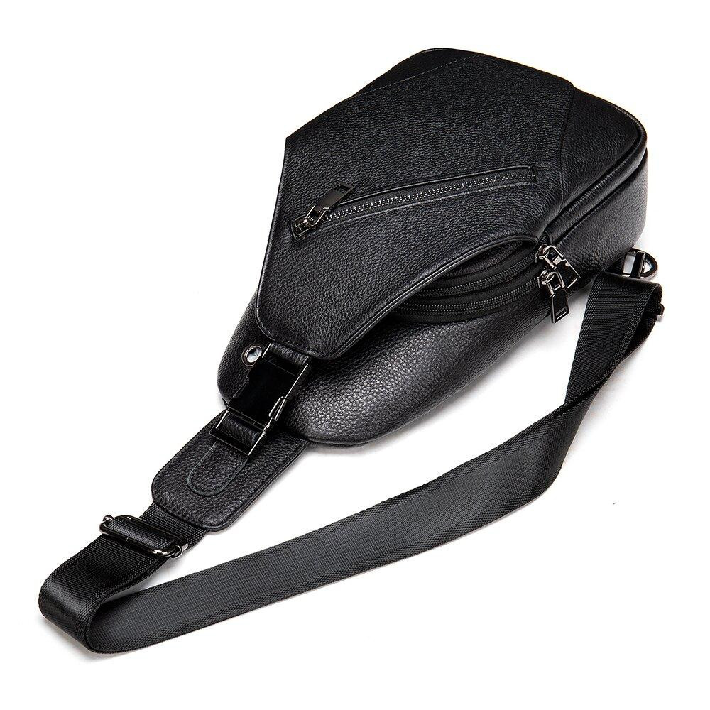 Сумка чоловіча слінг через плече в зернистій шкірі Vintage 20249 Чорна Київ - фото 8