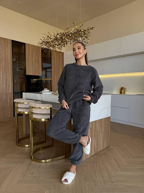 Жіноча махрова піжама Teddy Графіт 42/46 Харків - фото 3