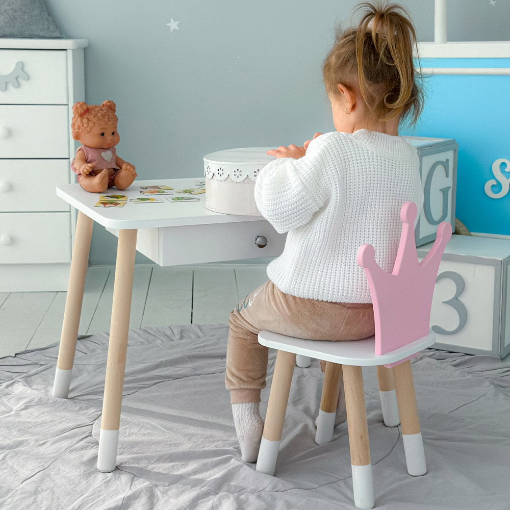 Дитячий столик зі стільчиком "Корона" біло-рожевий Київ - фото 8