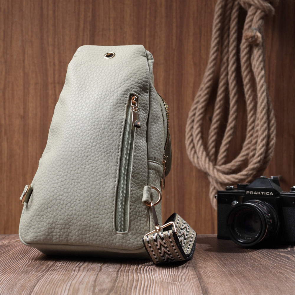 Великолепная женская сумка с одной лямкой через плечо из крупнозернистой экокожи Vintage 22765 Фисташковый Киев - изображение 10